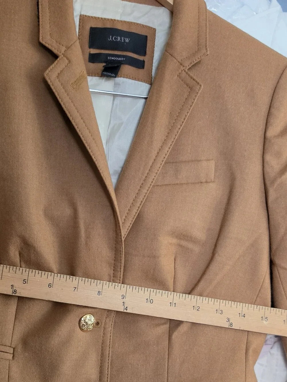 J. Crew Schoolboy Wool Camel Tailored Blazer in Warm Tan
